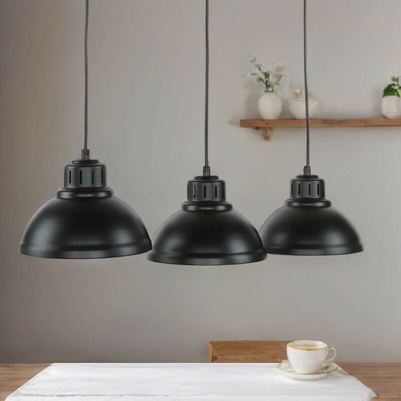 Lustre suspension d'intérieur sven noir à 3 lumières au design industriel 3xE27 - Noir