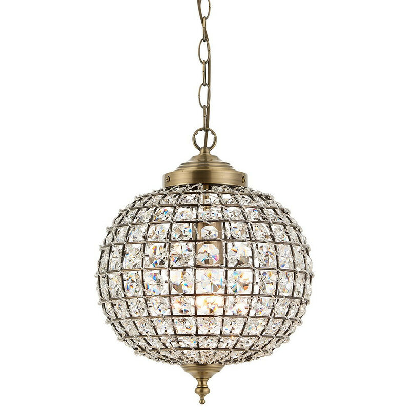 Endon - Tanaro - Suspension Globe à 1 Lumière, Laiton Antique, Verre, E27