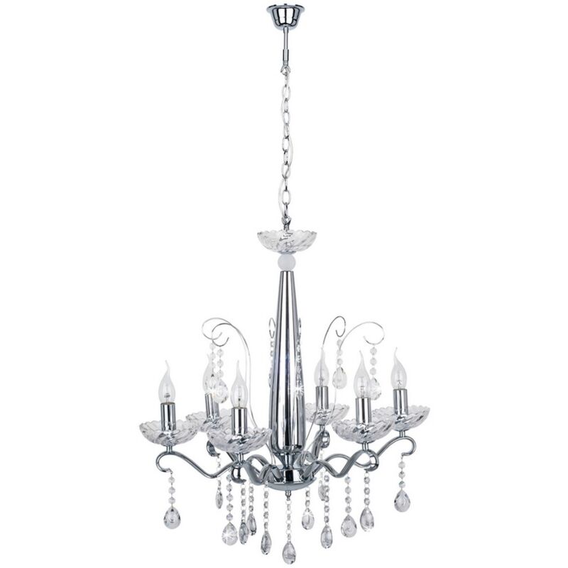 Suspension Ter, Métal, Verre, Argent, 61x61x124 cm