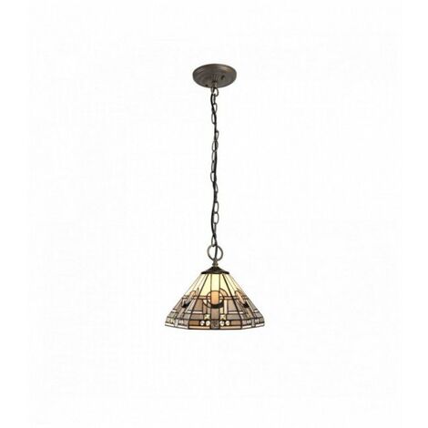 Suspension Tiffany Cindy 3 Ampoules Gris/Blanc 62 Cm - Blanc