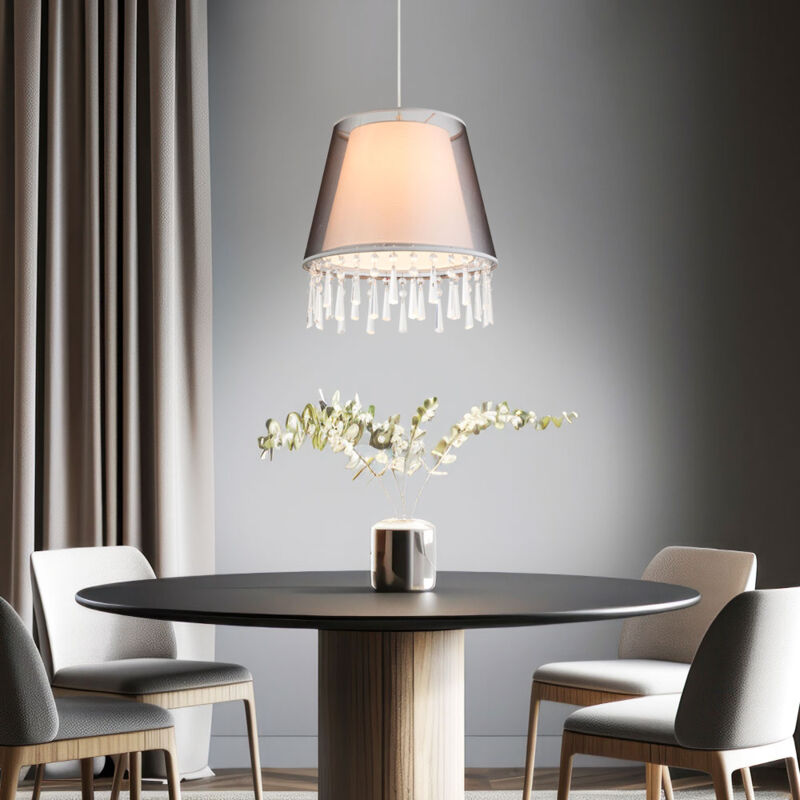 Suspension cristal pendule plafonnier chambre éclairage textile noir Globo 15093H