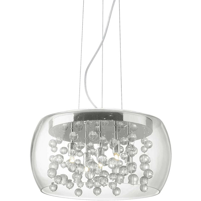 

Ideal Lux Audi-80 - Lámpara colgante de techo pequeña de vidrio soplado con 5 burbujas, cromada, G9