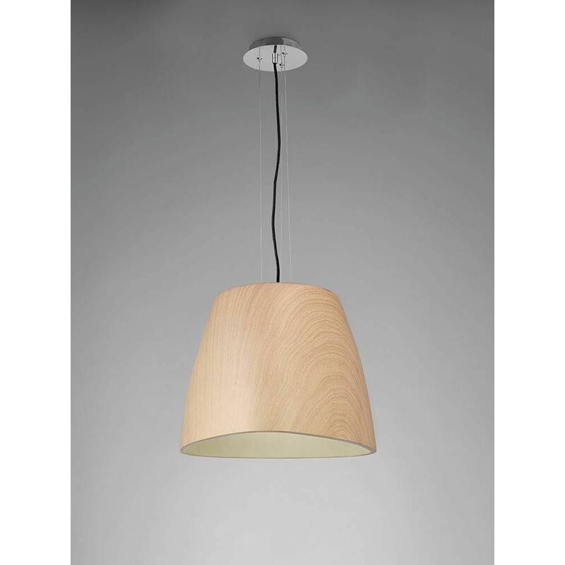 09diyas - Suspension Triangle Large 1 Bulb E27, beech / polished chrome