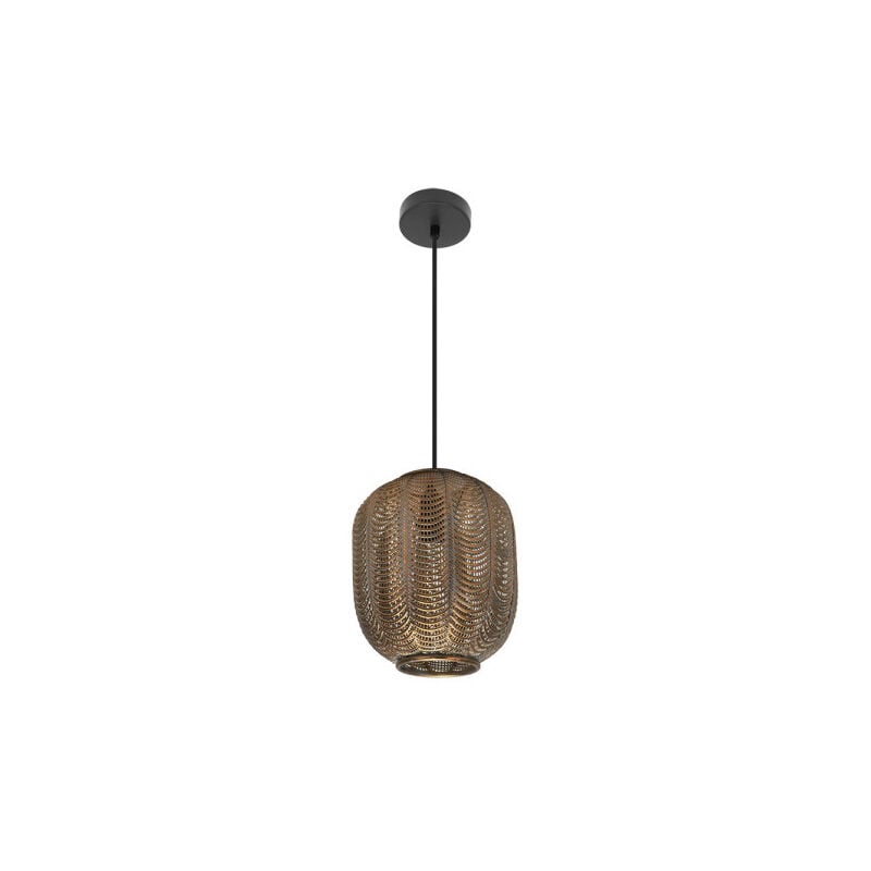 Fabrilamp - Suspension de plafond Trikala Noir/cuir ancien 1xe27 Regx25x25 Cm