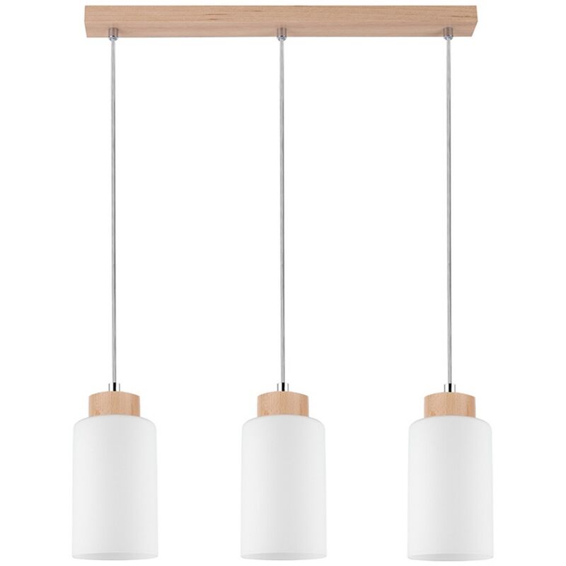 Epikasa - Suspension Trinity, Bois, Verre, Marron, Blanc, 9,5x52x110 cm