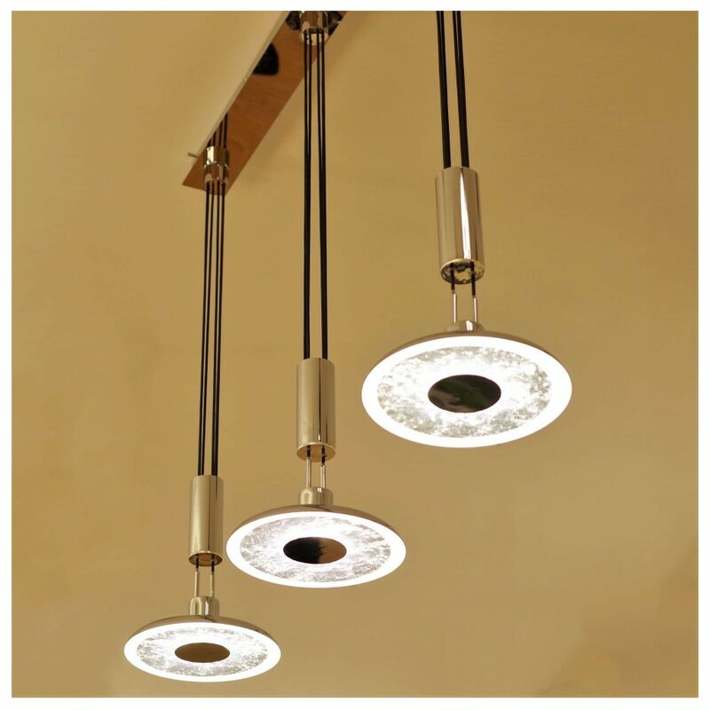 Suspension trois disques design LED - Yukon - Argenté / Chromé