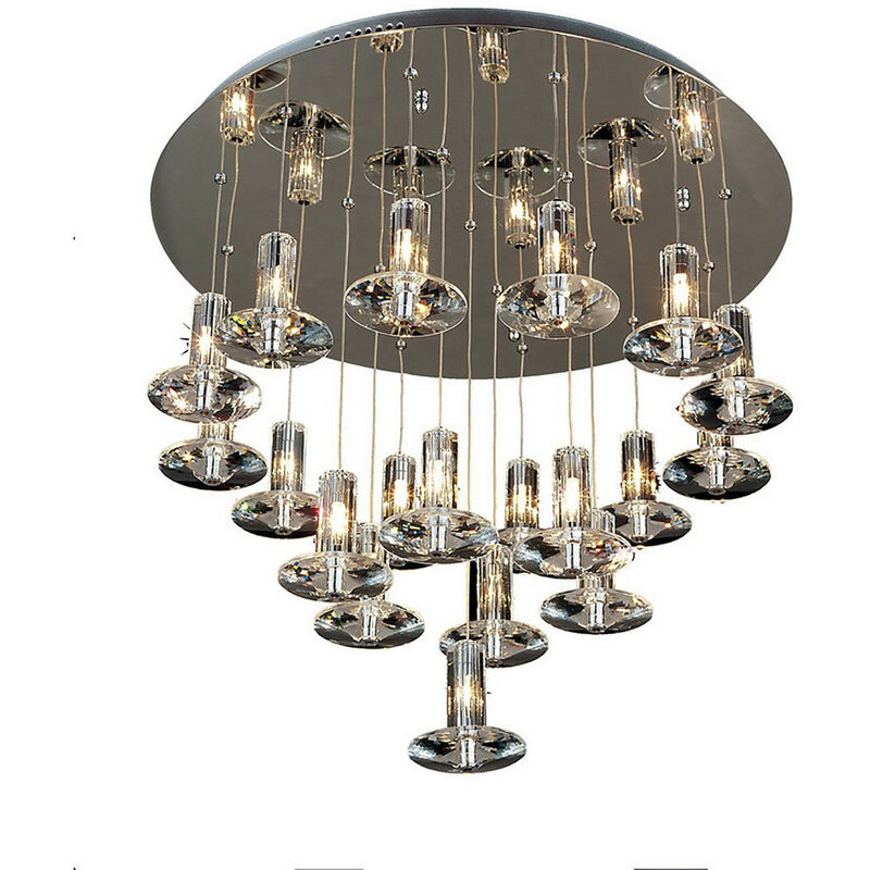Diyas - Inspired Troy Luminaire suspendu rond à 19 ampoules G4, chrome poli/cristal, non compatible avec les led/cfl