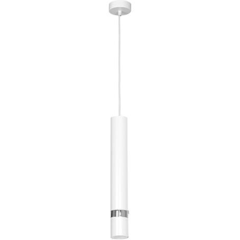Suspension tube blanche chromée Reno Luminex GU10 8W