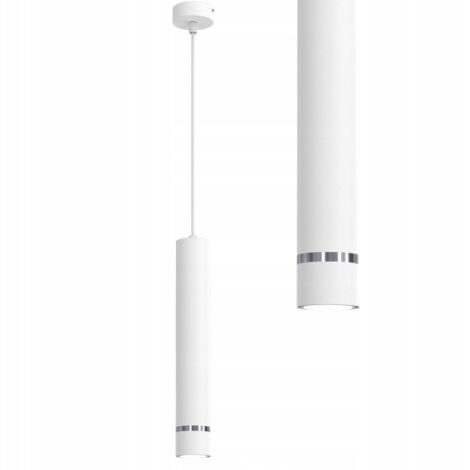 Suspension tube Gu10, surplomb chromé blanc