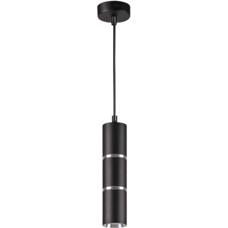 Suspension tube noire GU10 métal Bamboo Polux 121cm
