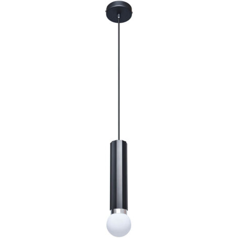 Suspension tube noire sable boule E27 Italux Macera