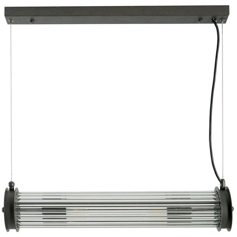 Signature - Suspension tube simple verre métal gris - Gris