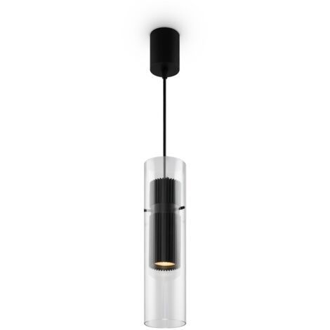 Suspension tube verre noir mat GU10 Maytoni MOD326PL