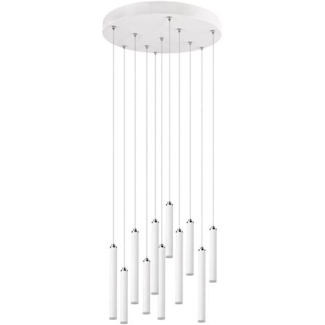 Suspension Tubulaire Moderne 11 Tubes Led Blanc Ø40 cm Trio Lighting