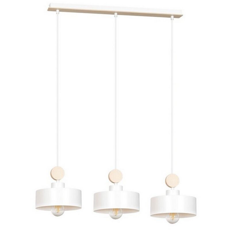 Suspension Tuniso, Acier peint par poudrage, Bois, Blanc, 76x100x20 cm