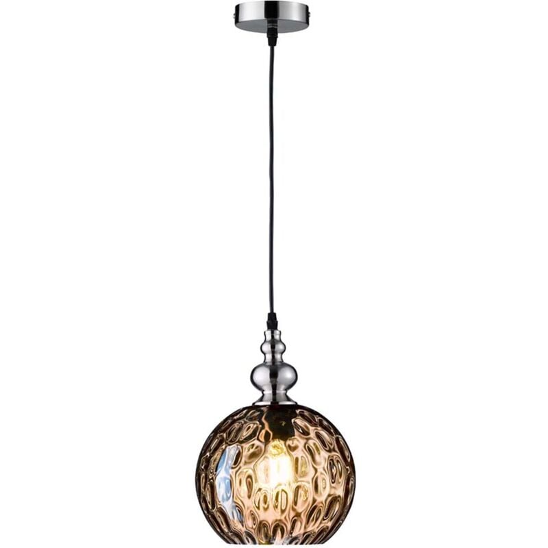Suspension lampe suspendue rétro lampe de table à manger verre ambre lampe de salon E27