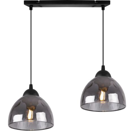 SUSPENSION VENICE 2 ABAT-JOUR PLATS GRAPHITE E27