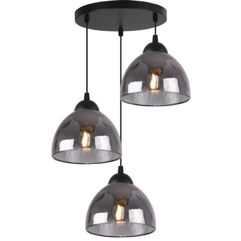 SUSPENSION VENICE 3 ABAT-JOUR PLATS GRAPHITE E27