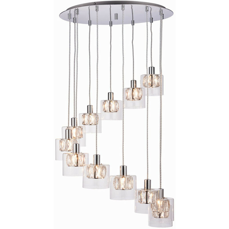 Endon - Verina - Luminaire suspendu à 12 ampoules en spirale, chrome, verre, G9