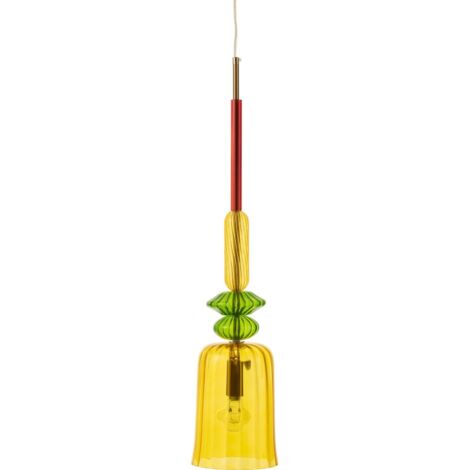 Suspension verre coloré jaune design pour éclairage élégant - Jaune verre coloré avec touches vertes