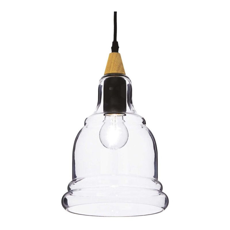 Suspension Verre Et Bois Axiome Lustre Rétro