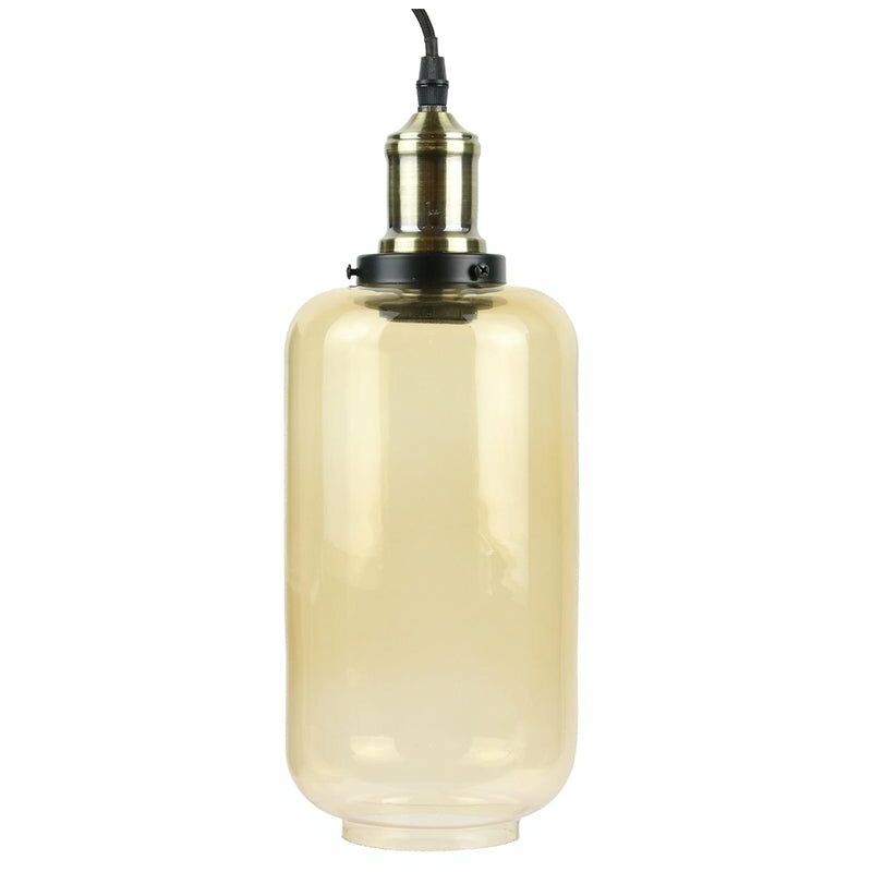 Silumen - Suspension Verre Fumé Ambré Bouteille pour Ampoule E27