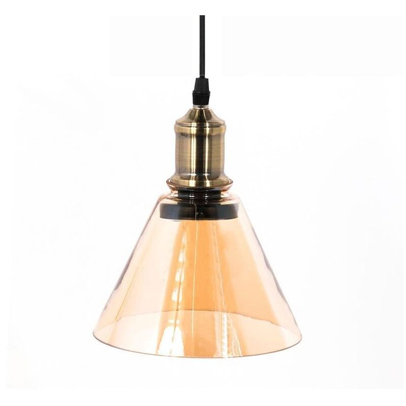 Silumen - Suspension Verre Fumé en Entonnoir pour Ampoule E27 - Ambré