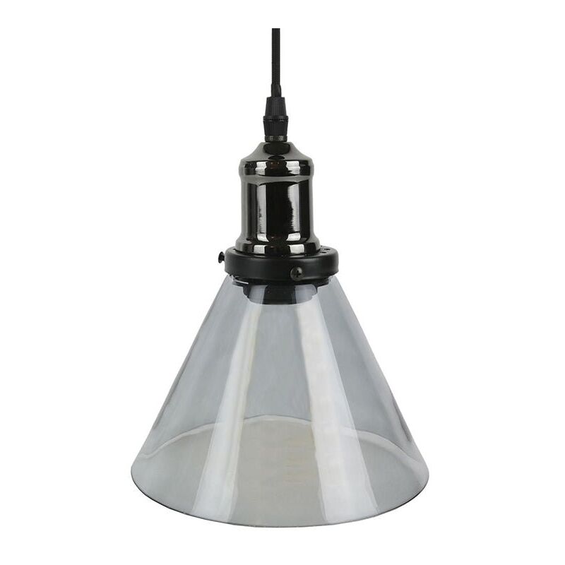 Silumen - Suspension Verre Fumé en Entonnoir pour Ampoule E27 - Gris