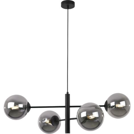 SUSPENSION VICENZA NOIRE 4 ABAT-JOUR PLATS EN GRAPHITE E14