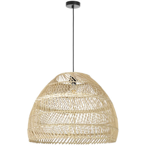 Suspensión VIETNAM Small E27 Mimbre claro Negro