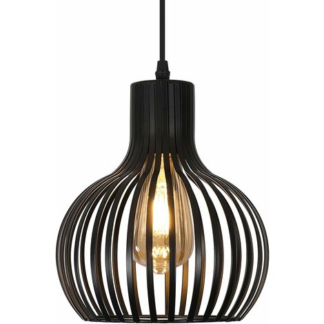 Suspension Vintage Cage Lustre E27 Base Pour salon chambre à coucher salle à manger bureau Bar Café Noir