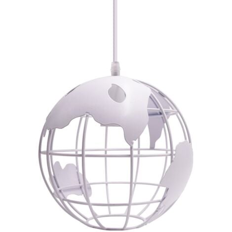 STOEX Suspension Vintage Industrielle Globe Lampe de Plafond Luminaire en Boule Métal Diamètre 20cm – Blanc
