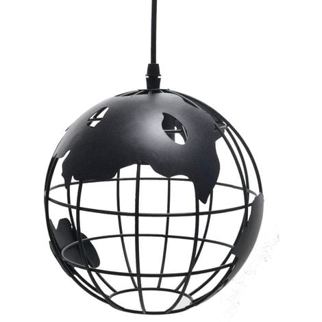 Suspension Vintage Industrielle Globe Lampe de Plafond Luminaire en Boule Métal Diamètre 20cm – Noir