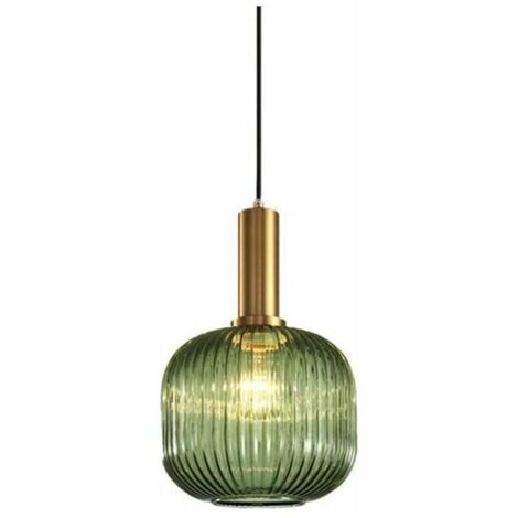 Suspension vintage industrielle, plafonnier suspendu de style rétro moderne, suspension, abat-jour en verre avec support de lampe en laiton poli [Classe énergétique A++],