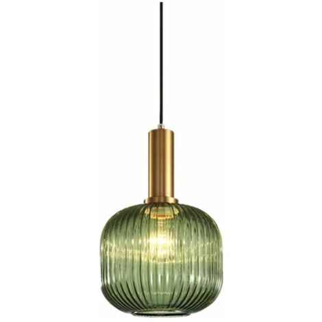 Suspension vintage industrielle, plafonnier suspendu de style rétro moderne, suspension, abat-jour en verre avec support de lampe en laiton poli [Classe énergétique A++] - RWSuspension