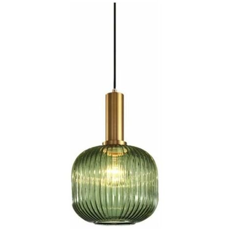 Suspension vintage industrielle, plafonnier suspendu de style rétro moderne, suspension, abat-jour en verre avec support de lampe en laiton poli [Classe énergétique A++],TRIMEC
