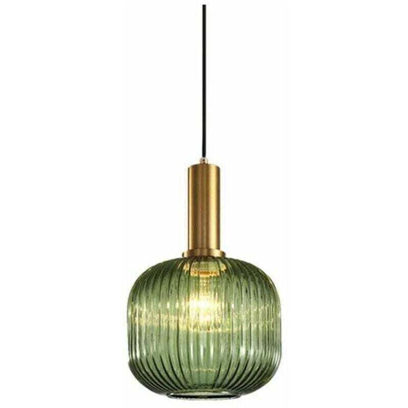 Suspension vintage industrielle, plafonnier suspendu de style rétro moderne, suspension, abat-jour en verre avec support de lampe en laiton poli