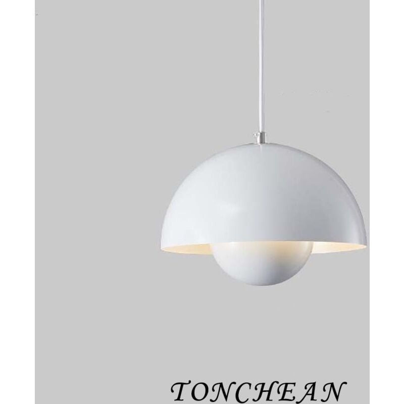 Tonchean - Suspension vintage lustre suspension en métal -blanc lampe de table à manger rétro suspension réglable en hauteur 150cm 1 x E27