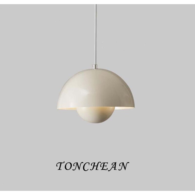 Tonchean - Suspension vintage lustre suspension en métal -Couleur crème lampe de table à manger rétro suspension réglable en hauteur 150cm 1 x E27