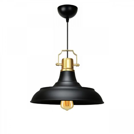 Suspension vintage métal noir & or industriel chic SILE