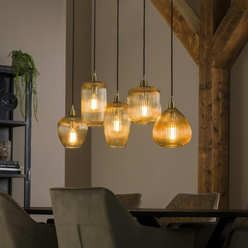 Suspension vintage multiple 5 lampes nova