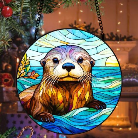 Suspension vitrail animal attrape-soleil 25 cm décoration fenêtre cadeau intérieur