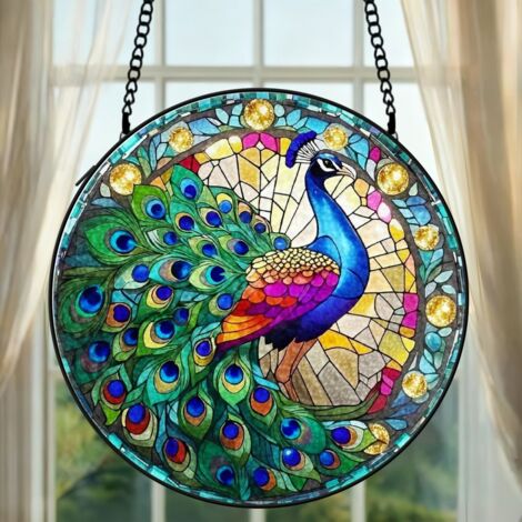 Suspension vitrail cardinal attrape-soleil 25 cm décoration fenêtre cadeau intérieur
