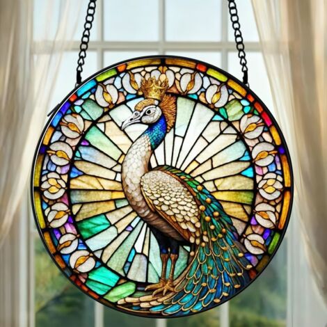 Suspension vitrail cardinal attrape-soleil 25 cm décoration fenêtre cadeau intérieur
