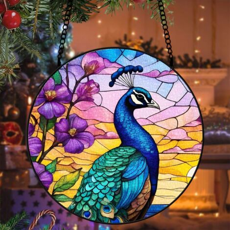 Suspension vitrail chat attrape-soleil 25 cm décoration fenêtre cadeau intérieur