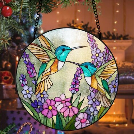 Suspension vitrail colibri attrape-soleil 25 cm décoration fenêtre oiseau cadeau intérieur