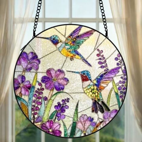 Suspension vitrail colibri attrape-soleil 25 cm décoration fenêtre oiseau lumineux cadeau maison