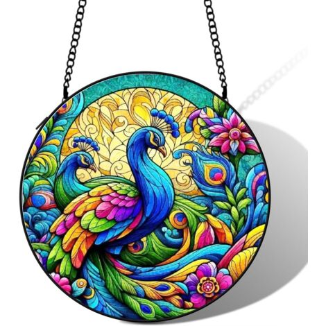 Suspension vitrail dauphin attrape-soleil 25 cm décoration fenêtre cadeau intérieur