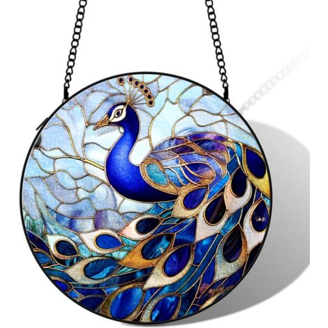 Suspension vitrail dauphin attrape-soleil 25 cm décoration fenêtre cadeau intérieur