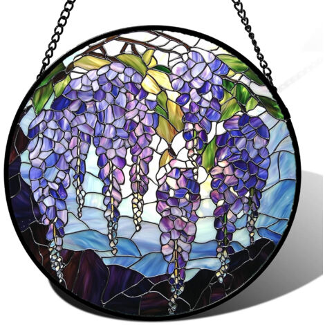 Suspension vitrail décorative – Attrape-soleil intérieur, Diamètre : 9 cm